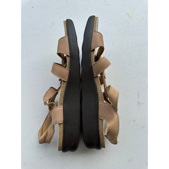 SAS Leather Sorrento Praline Adjustable Hook Loop T-Straps Suede Sandals 8 Wide - Picture 3 of 9